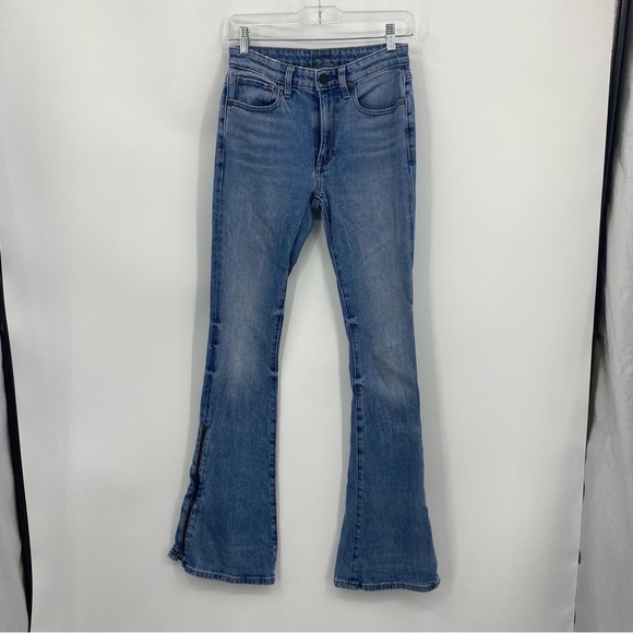HALE Lea High Waisted Flare leg Side Zip Jeans Sz 27 medium wash - Picture 2 of 14